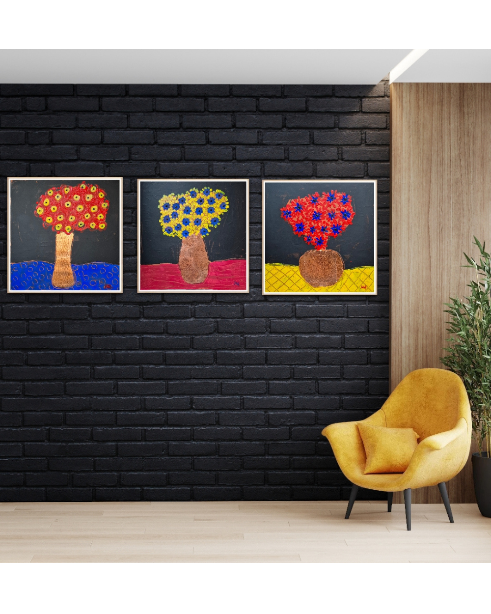 Funny red and blue flowers