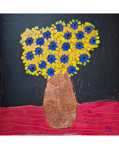 Funny blue and yellow flowers