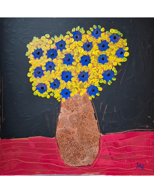 Funny blue and yellow flowers