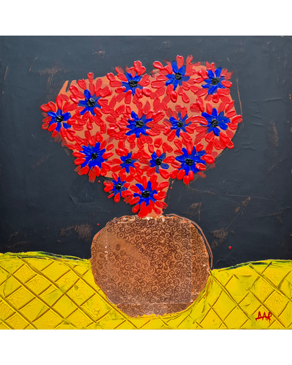 Funny red and blue flowers