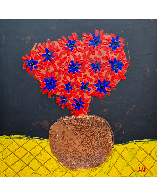 Funny red and blue flowers